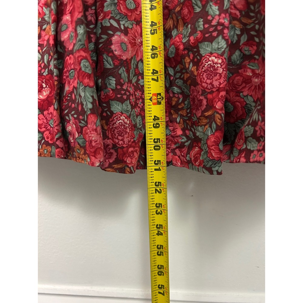 Laura Ashley Vintage Floral Lace Collar Midi Dress Red Wool Blend Sie 4 - Picture 9 of 11